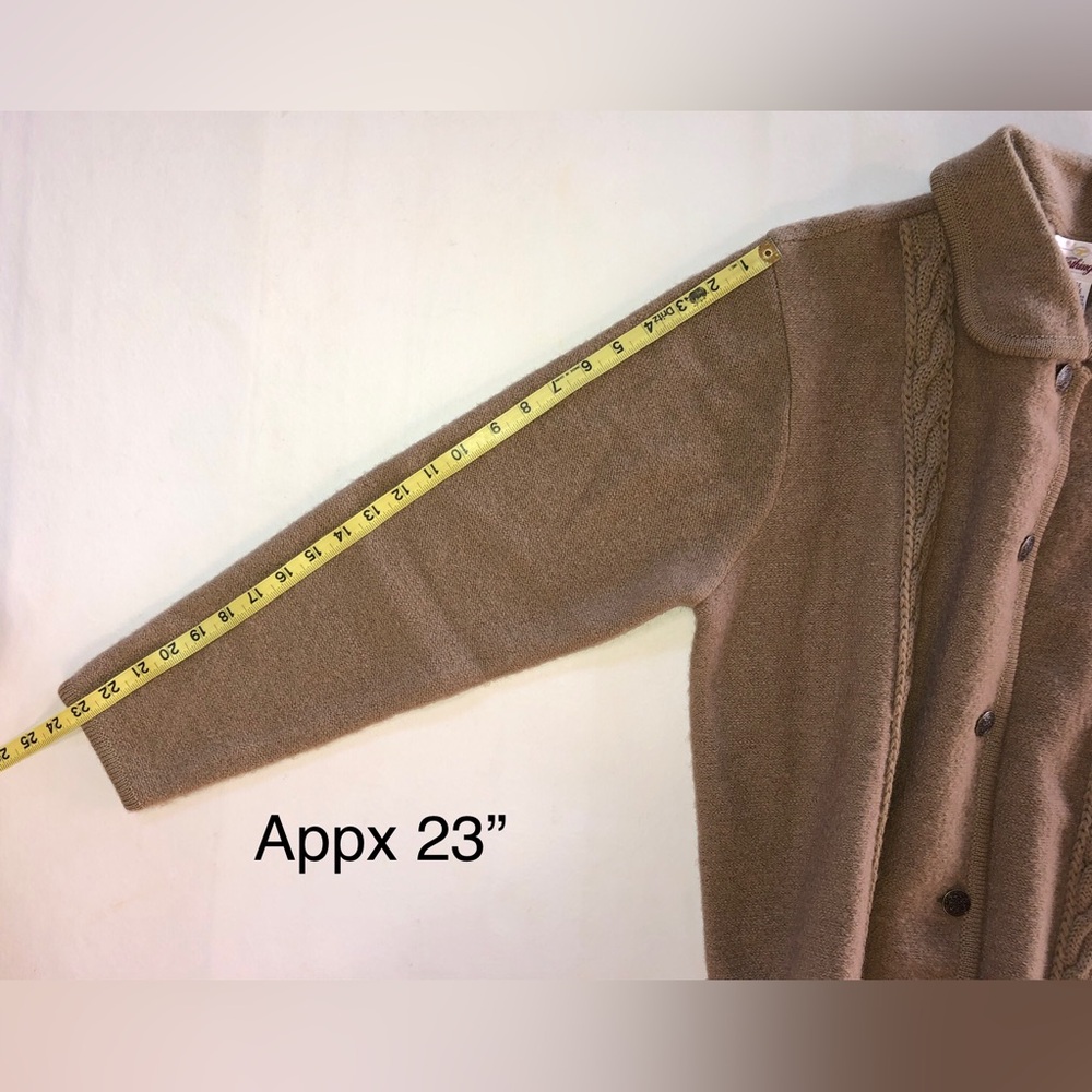 Classic Wool Cardigan WORTHINGTON Button Front Collared Sweater Tan (Large) - Picture 13 of 17
